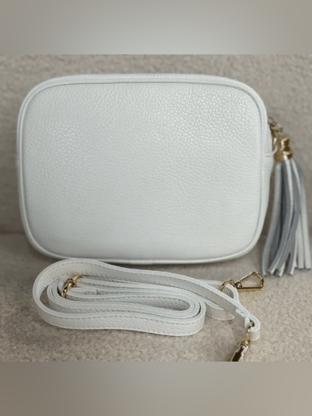 Genuine Leather White Crossbody Bag